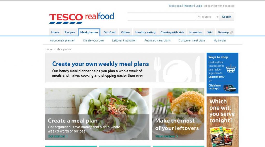 Tesco meal planner